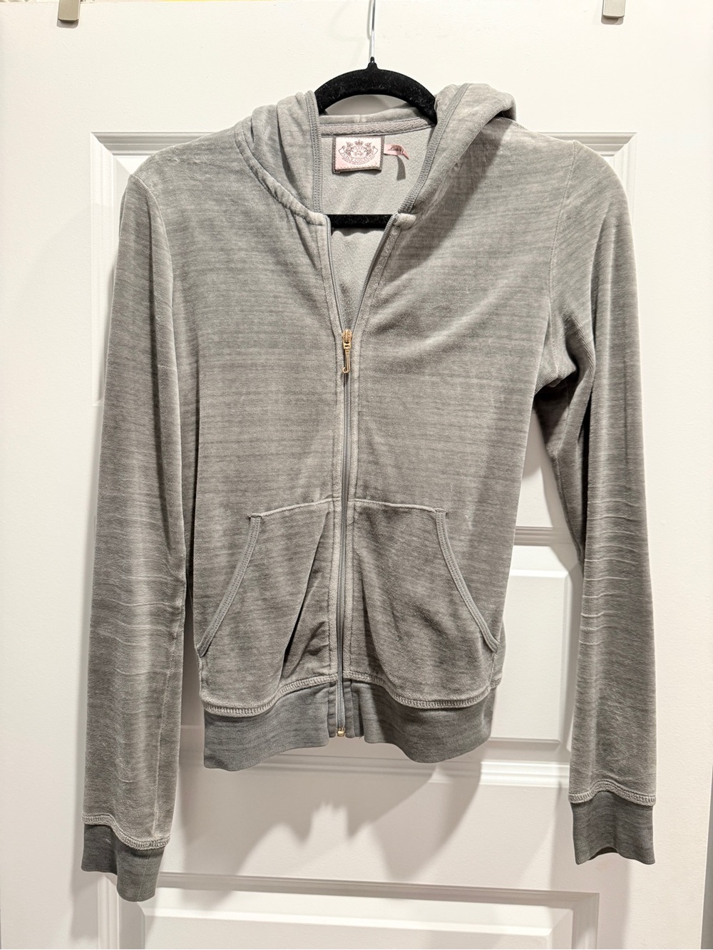 Vintage Juicy Couture Velour Gray Zip-Up Hoodie Jacket